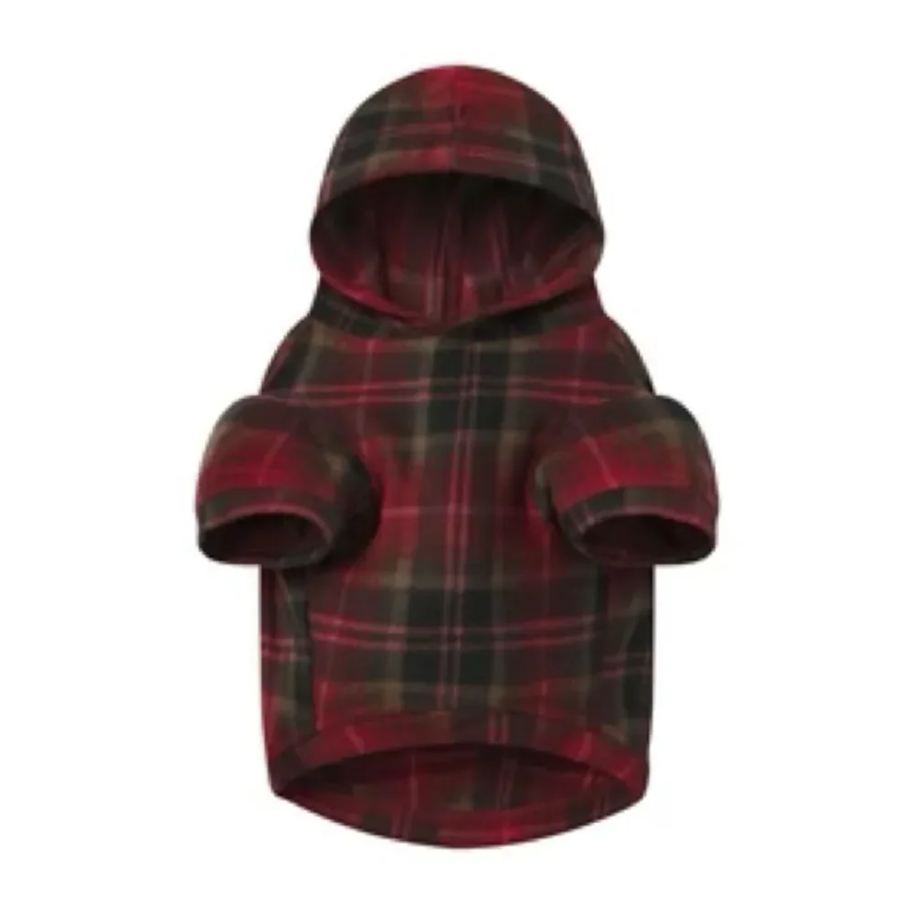 Skims Dog Fleece Sleep Hoodie Red Plaid